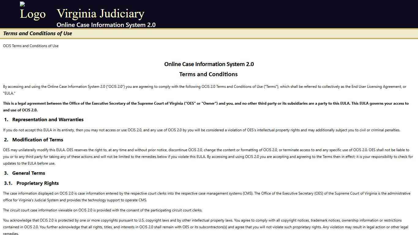 Virginia Judiciary Online Case Information System
